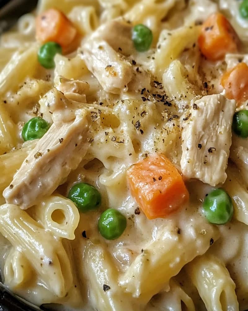 Easy Chicken Pot Pie Pasta Skillet