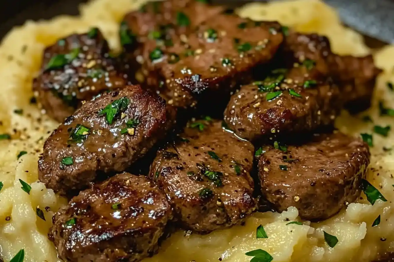 Easy Garlic Butter Steak Bites and Mash Recipe