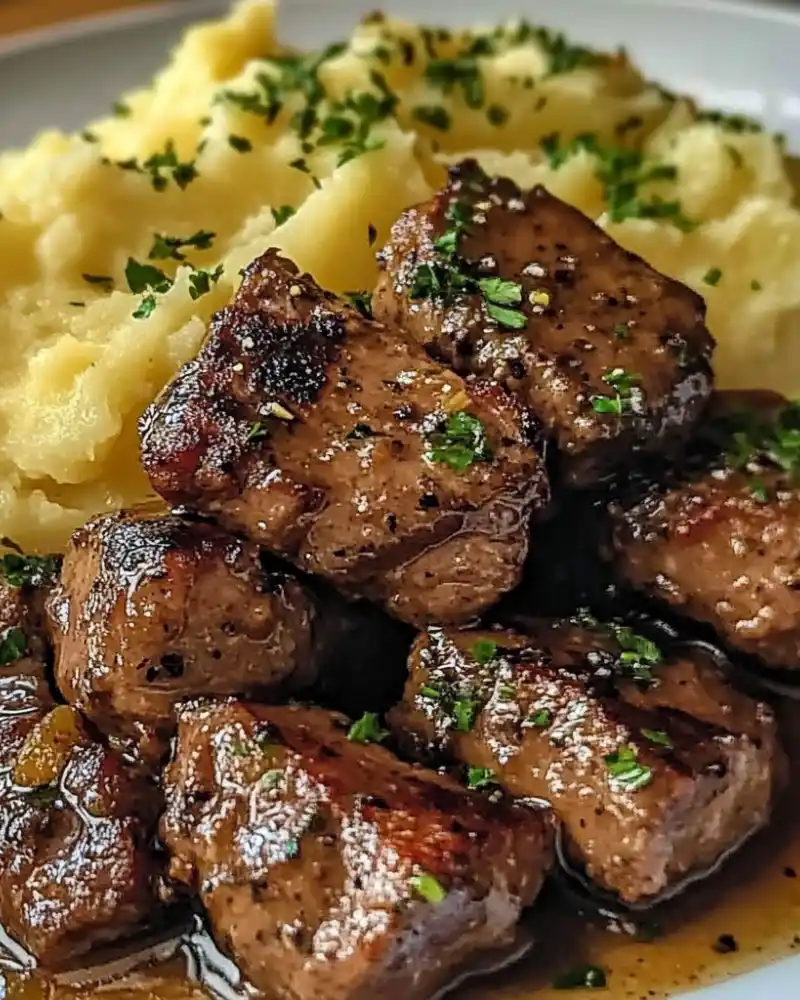 Garlic Butter Steak Bites and Mash Recipe